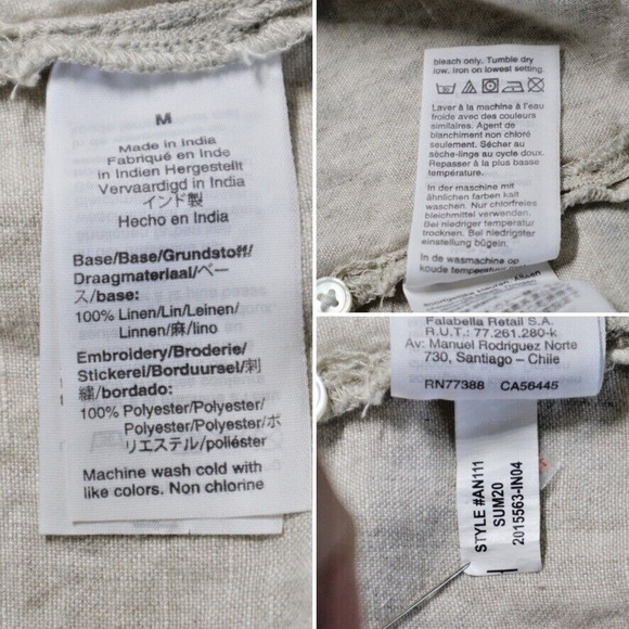 J Crew Size M Embroidered Linen Flutter Sleeve Top Cream Pink Orange - Picture 9 of 9